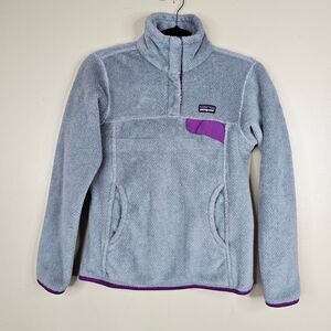 Patagonia Women’s Gray & Purple Re-Tool Snap T Fleece Pullover Jacket size xs